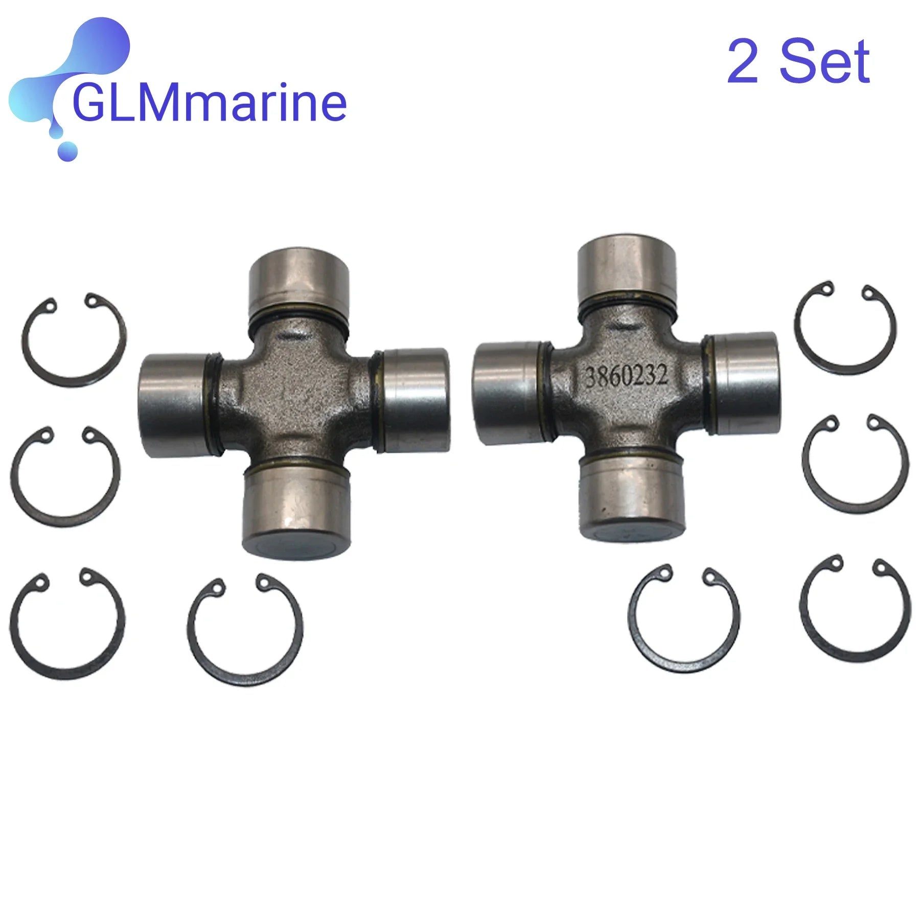 2 Set U-Joint Cross Kit OEM Replacement 3860232 for Volvo Penta 854619 for MerCruiser 865496A01 865510T Marine Engine Parts