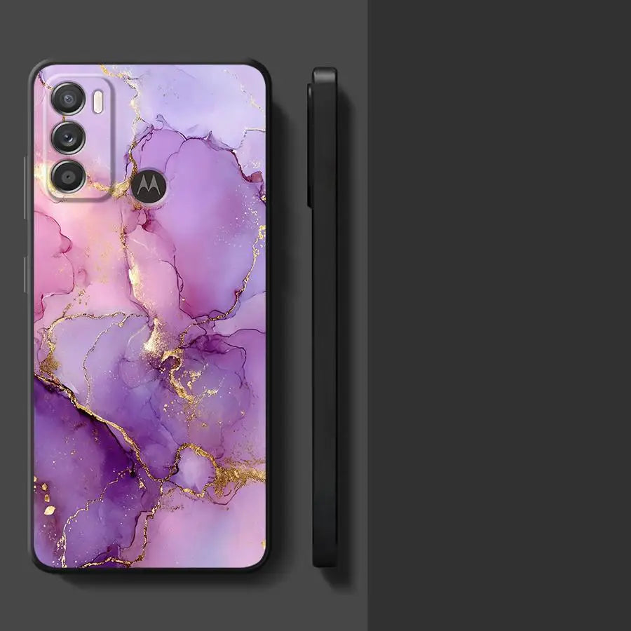 Case for Motorola Moto G52 G53 G30 G22 Edge40 G32 G51 G73 G60s G50 Edge 20 Pro 30 Lite G71 Phone Cover Colored Marble