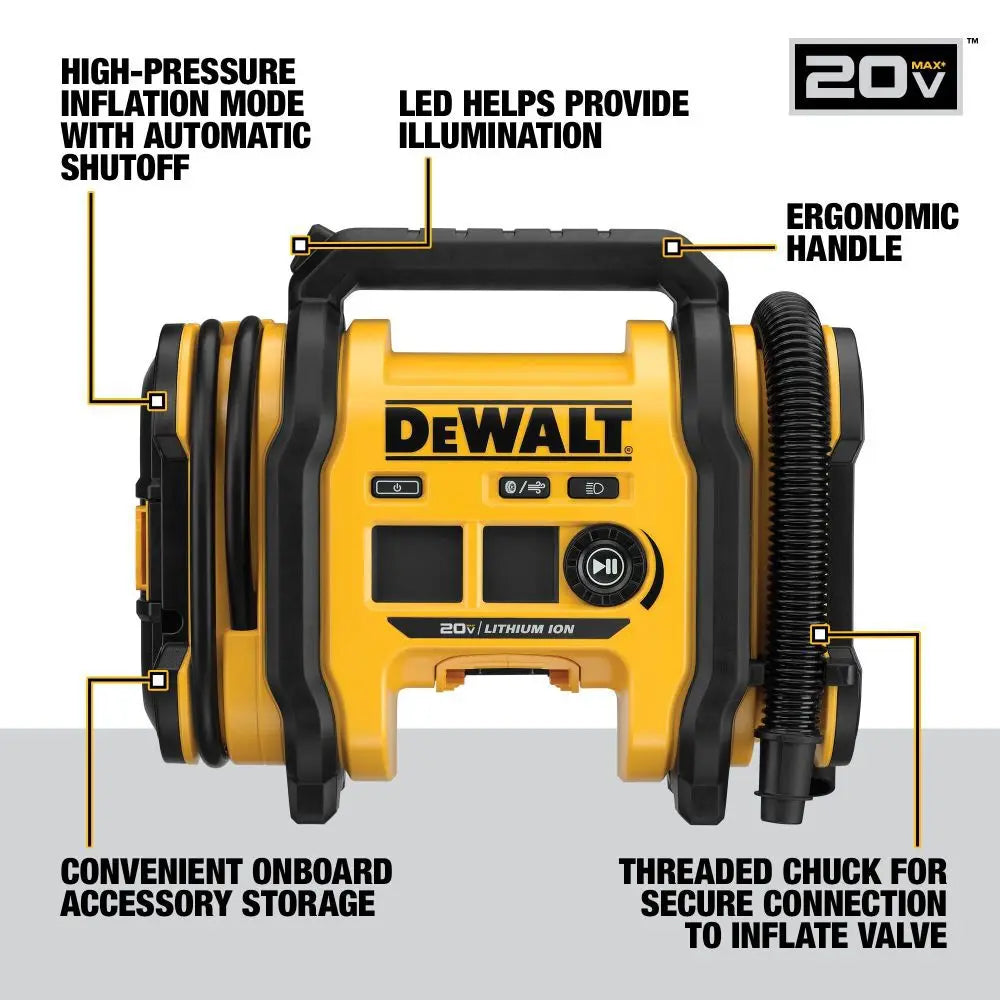 DEWALT DCC020IB 20V MAX* Corded/Cordless Air Inflator 20V Lithium Power Tools 160PSI