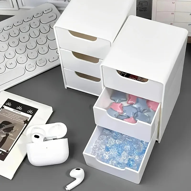 3-Tier Desk Organizer Storage Drawers Is Suitable for Stationery, Jewelry and Cosmetics Storage Portable Partition Box