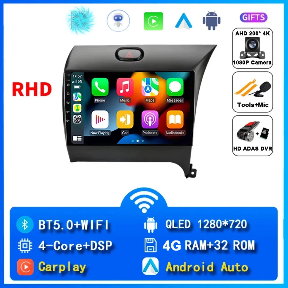 9"  Android 15 For Kia Cerato 3 K3 Forte 2013 - 2017 Car Radio Multimedia Video Player Navigation GPS Carplay 2 Din 4G