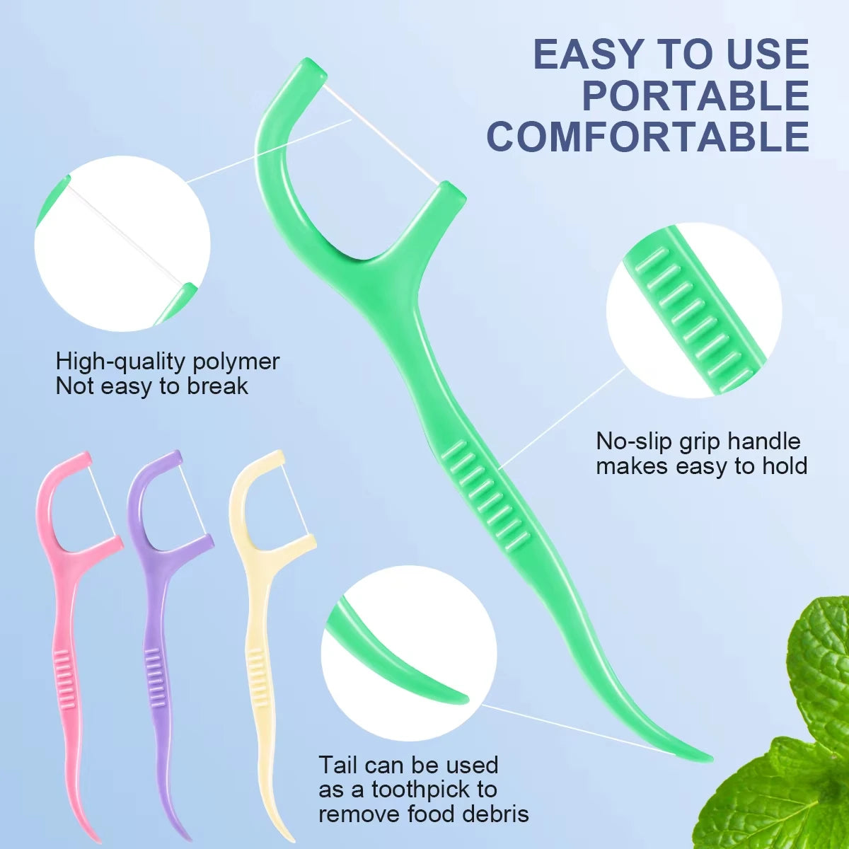 450pcs Adult Mint Flavored Dental Floss Picks Ultra-Fine Portable Flossing Sticks Toothpick Thread for Home And Travel Oral Care