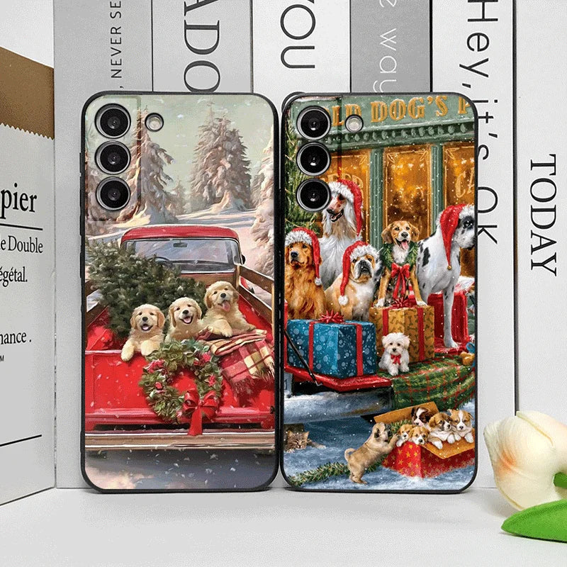 Christmas Trucks Cartoon Dog Pattern Phone Case for Motorola Moto Edge 50 Fusion 40 30 Neo G34 G24 E14 G75 G85 G54 5G Soft Cover