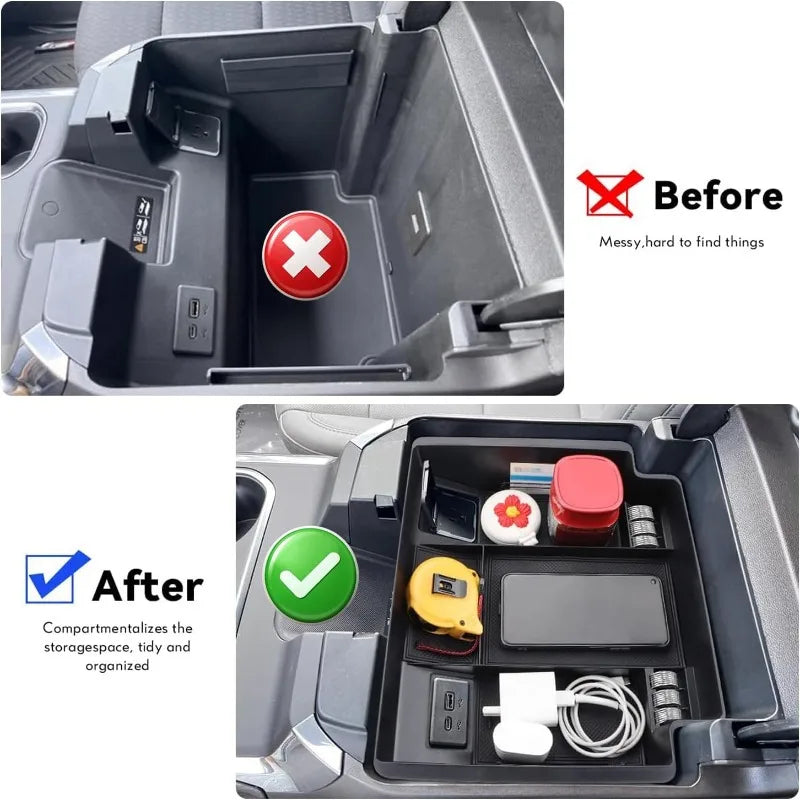 Center Console Organizer Compatible with 2022 2023 2024 Chevy Silverado & Sierra 1500/2024 2025 Silverado&GMC Sierra 2500HD/350