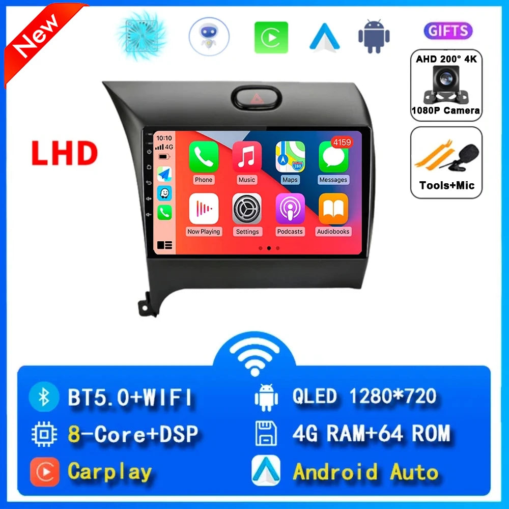 9"  Android 15 For Kia Cerato 3 K3 Forte 2013 - 2017 Car Radio Multimedia Video Player Navigation GPS Carplay 2 Din 4G