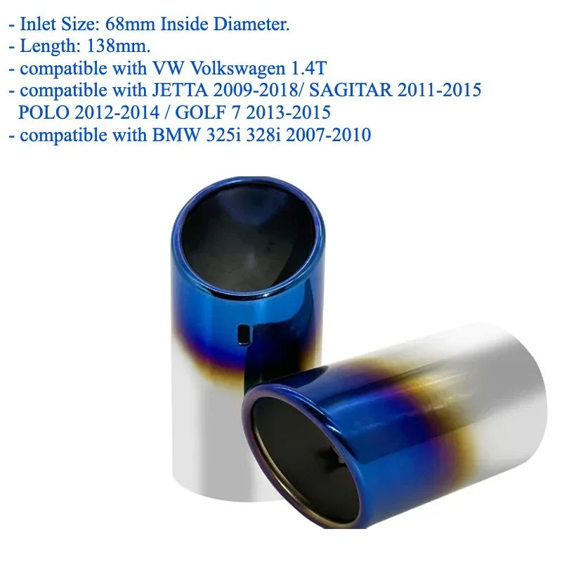 Exhaust Tips Muffler Compatible With VW Volkswagen JETTA/SAGITAR/POLO/GOLF 7/Passat/Tiguan For BMW 325i 328i For Audi Q5/A4/A3