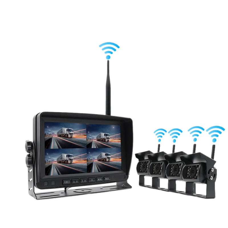 Airow auto 7 Inch Wireless Monitor Kit for Truck RV Forklift with 1080P Rear View Camera IR Night Vision Waterproof and BSD