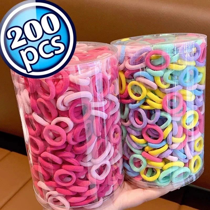 200-1000pcs Women Girls Colorful Nylon Elastic Hair Bands Ponytail Hold Small Hair Tie Rubber Bands Scrunchie Hair Accessories