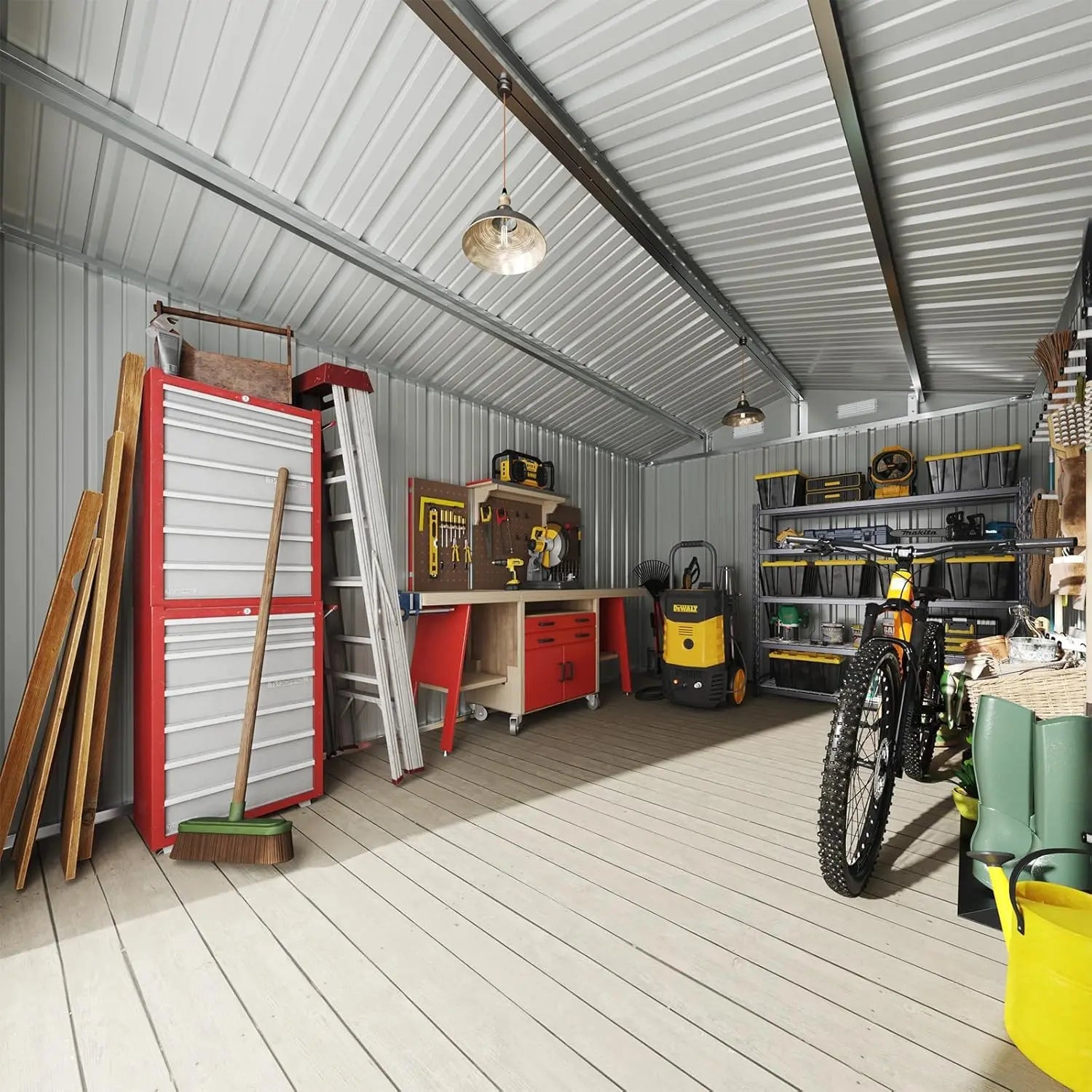 10 x 12FT Outdoor Storage Shed with Double Hinged Large Door Utility Garden Shed with Lockable Door & Sloped Roof, Customized