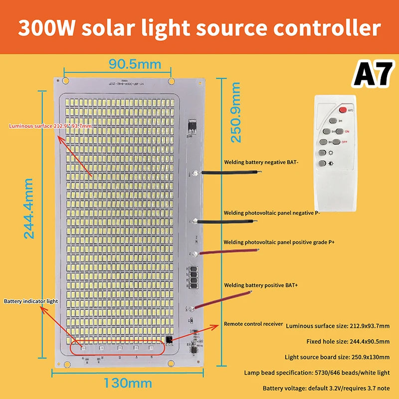 1Pcs 10W-600W LED Outdoor Solar Energy 2835 5730 High Brightness Bead Projection Light Integrated Light Source Light Panel