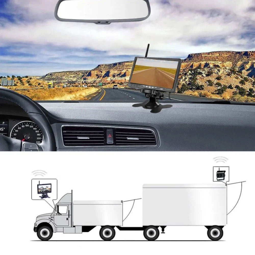 7'' Vehicle Wireless Reverse HD Camera for Trucks Bus RV Excavator Trailer Car TFT LCD Monitor 12-24V Rear View Cam Night Vision