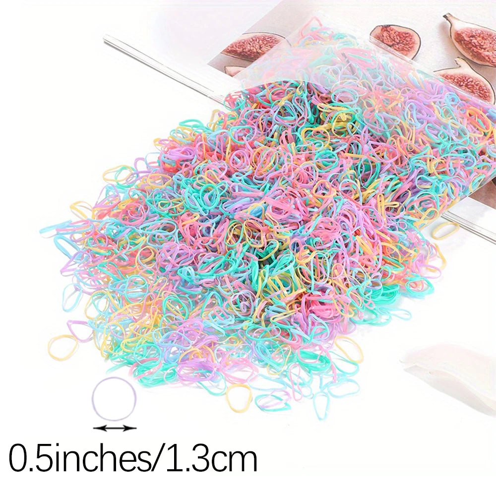 500/1000/2000pcs Girls Colourful Disposable Rubber Band Hair Ties Headband Children Ponytail Holder Bands Kids Hair Accessories