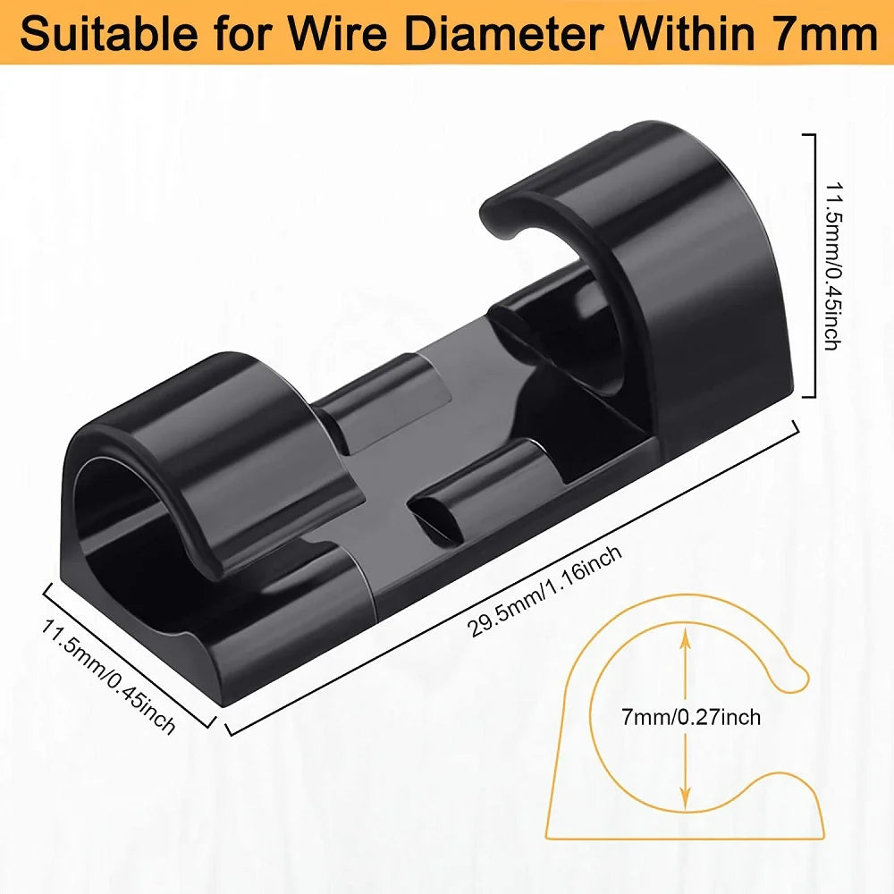 Cable Clips Organizer Drop Wire Holder Cord Management Self-Adhesive Cables Manager Fixed Clamp Wire Winder For Home Office Car