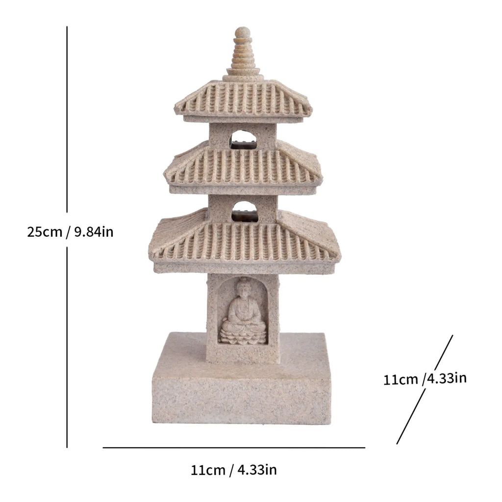 Solar Pagoda Lantern Garden Statue Outdoor Zen Inspired Japanese Lamp Ornament for Landscape Balcony Garden Porch Patio Pathway