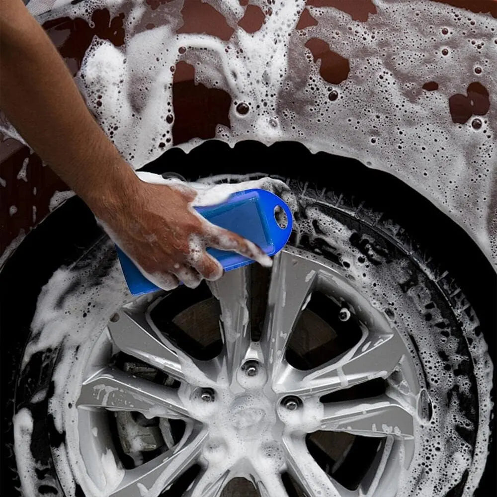 2Pcs Car Tire Wheel Cleaning & Polishing Sponge Set, Rim Waxing Shine Pads, Contour Wipe Detailing Tools, Auto Care Kit