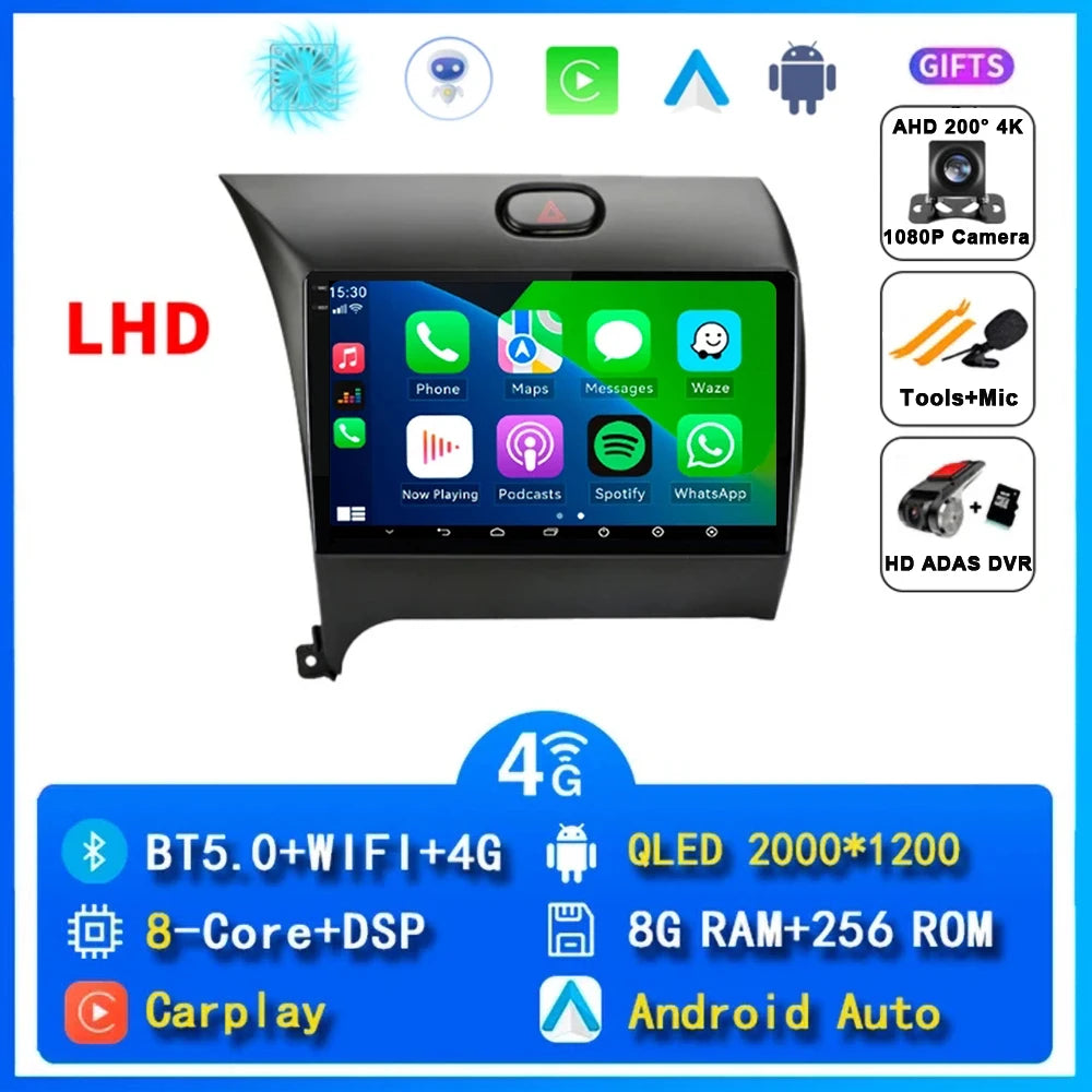 9"  Android 15 For Kia Cerato 3 K3 Forte 2013 - 2017 Car Radio Multimedia Video Player Navigation GPS Carplay 2 Din 4G