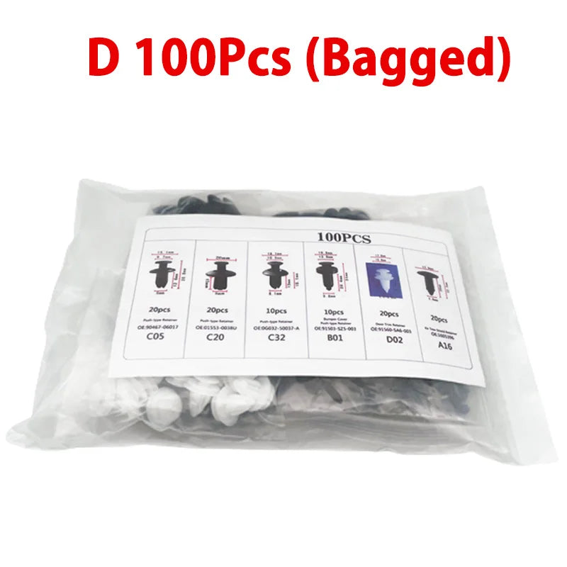 50-101PCS Auto Fastener Clips Kit Multi-Size Retainers For Car Fender Bumper Used For Auto Garage And Assembly