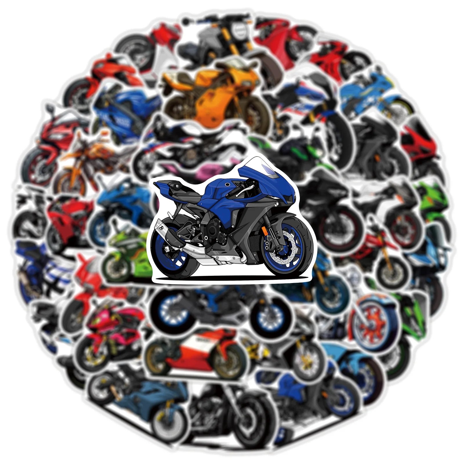 50PCS Cool Motorcycle Cartoon Stickers Cycling Sports Graffiti Transportation Decoration DIY Toys Laptop Guitar Car Bike Decals