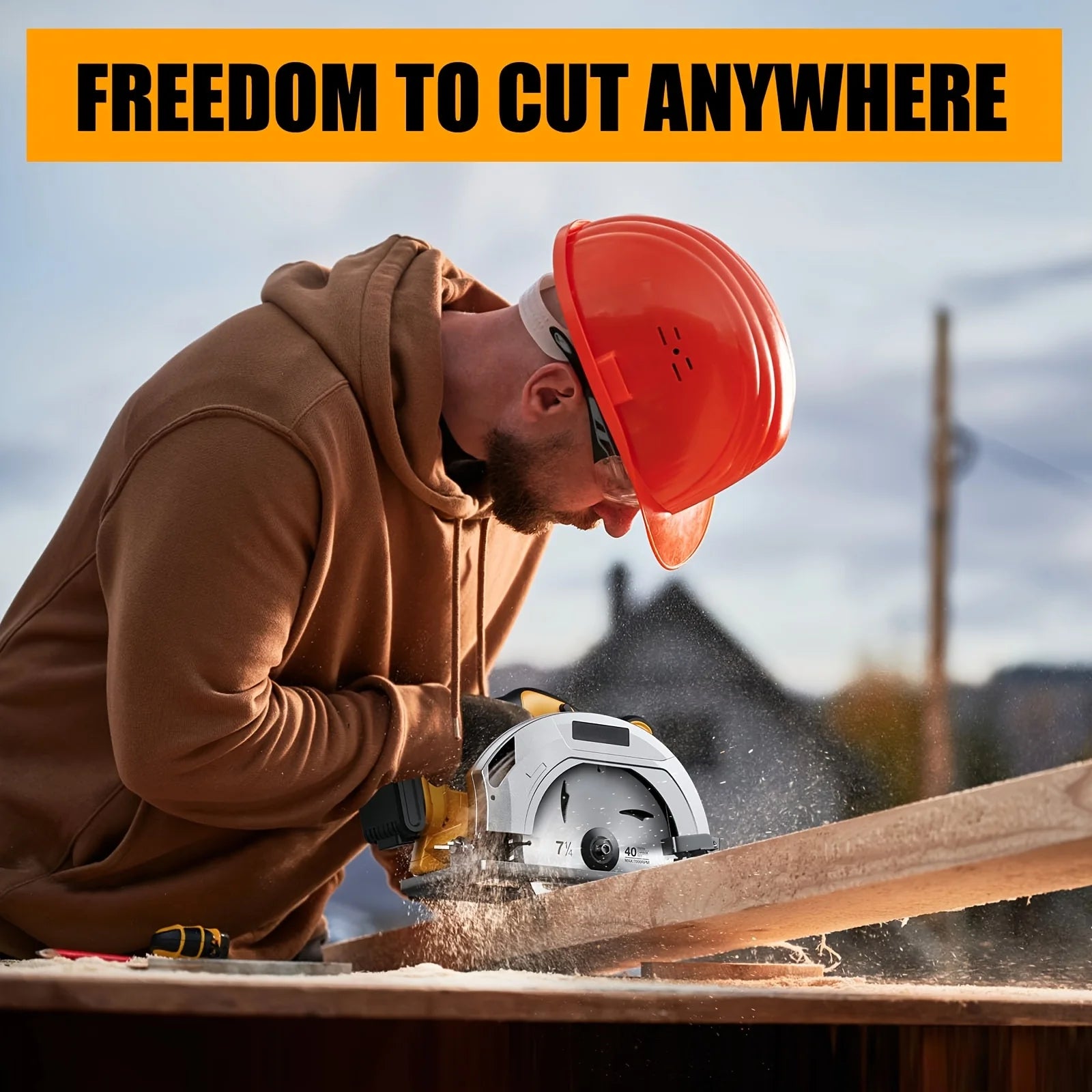Cordless Circular Saw for Dewalt 20V MAX Batteries, with Optional Battery And Charger, 7 Inch Brushless Electric Circular Saw, 0-50 Degree Bevel Angle Capability, Lightweight, Comes with 2 Blades, Suitable for Woodworking, Stone And Plastics.