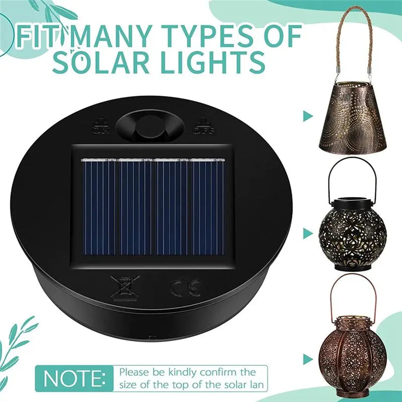 12 Pack Replacement Solar Light Parts Solar Light Replacement Tops Waterproof LED Solar Panel Lantern Lid Light Outdoor