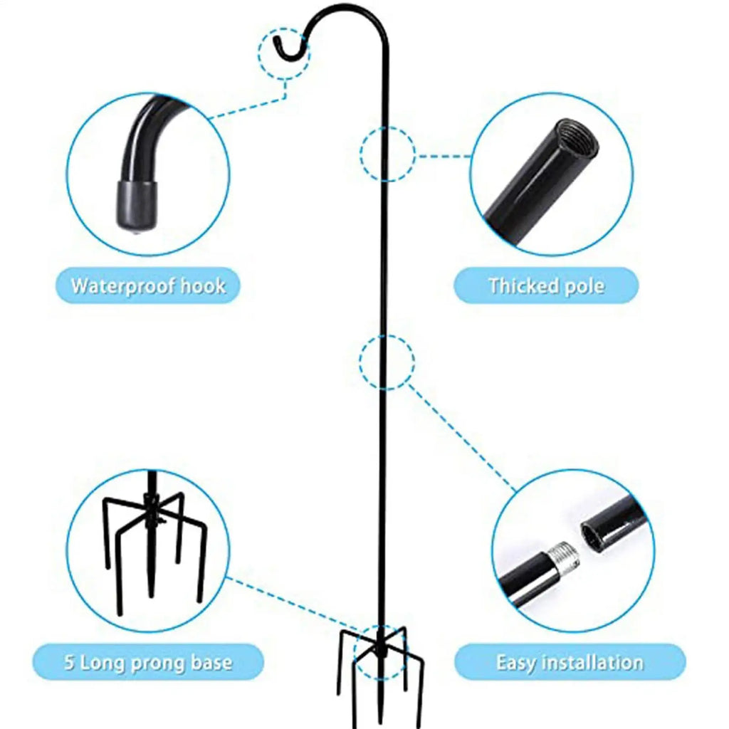 Hook For Bird Feeder 120cm Heavy Duty Metal Pole 2 Pieces Plant Hooks For Garden Lawn Yard Outdoor Bird Feeders Lanterns Solar