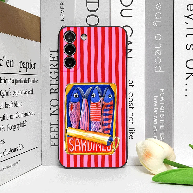Cute Striped Pattern Sardines Color Fish Funny Phone Case for Motorola Moto Edge 50 Fusion 60 Stylus 40 30Neo G75 G85 Soft Cover