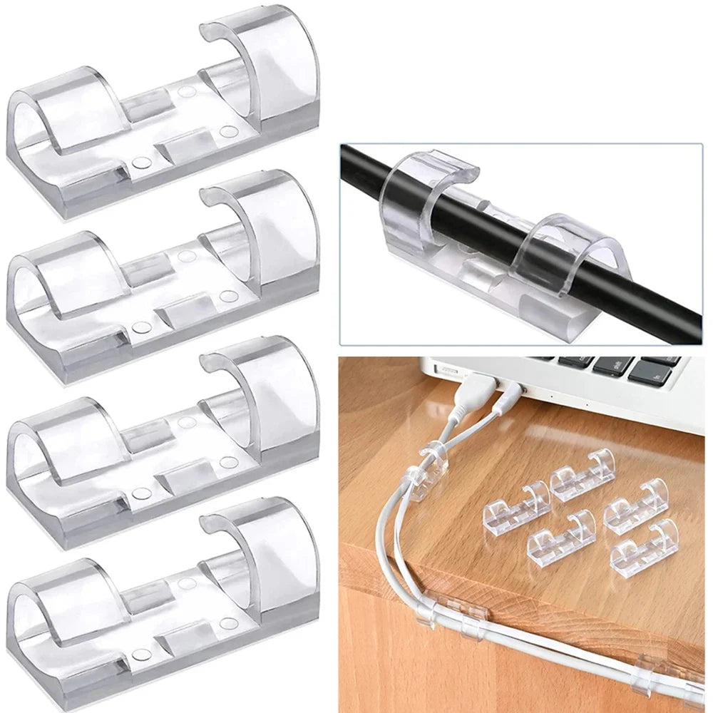 Cable Clips Organizer Drop Wire Holder Cord Management Self-Adhesive Cables Manager Fixed Clamp Wire Winder For Home Office Car