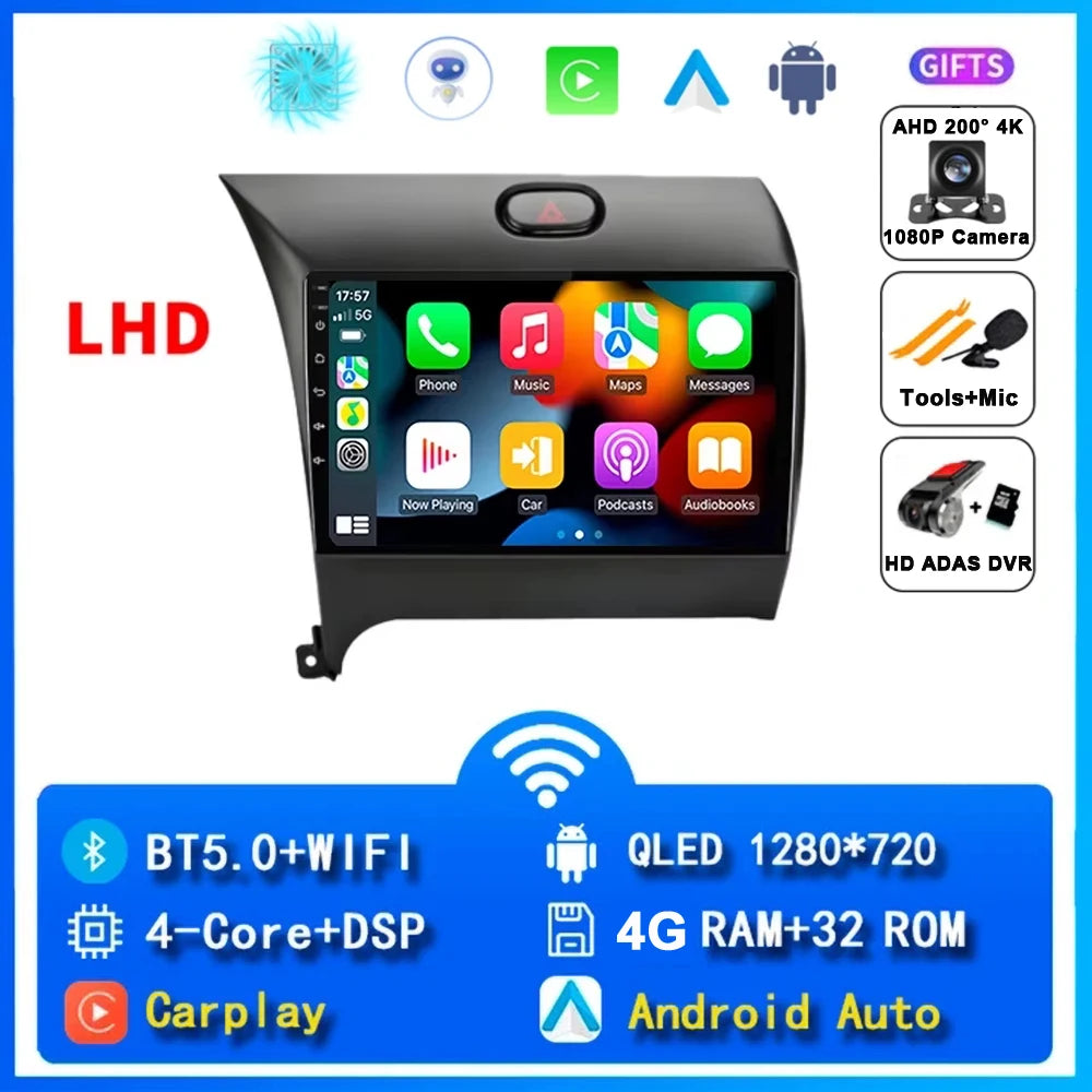 9"  Android 15 For Kia Cerato 3 K3 Forte 2013 - 2017 Car Radio Multimedia Video Player Navigation GPS Carplay 2 Din 4G