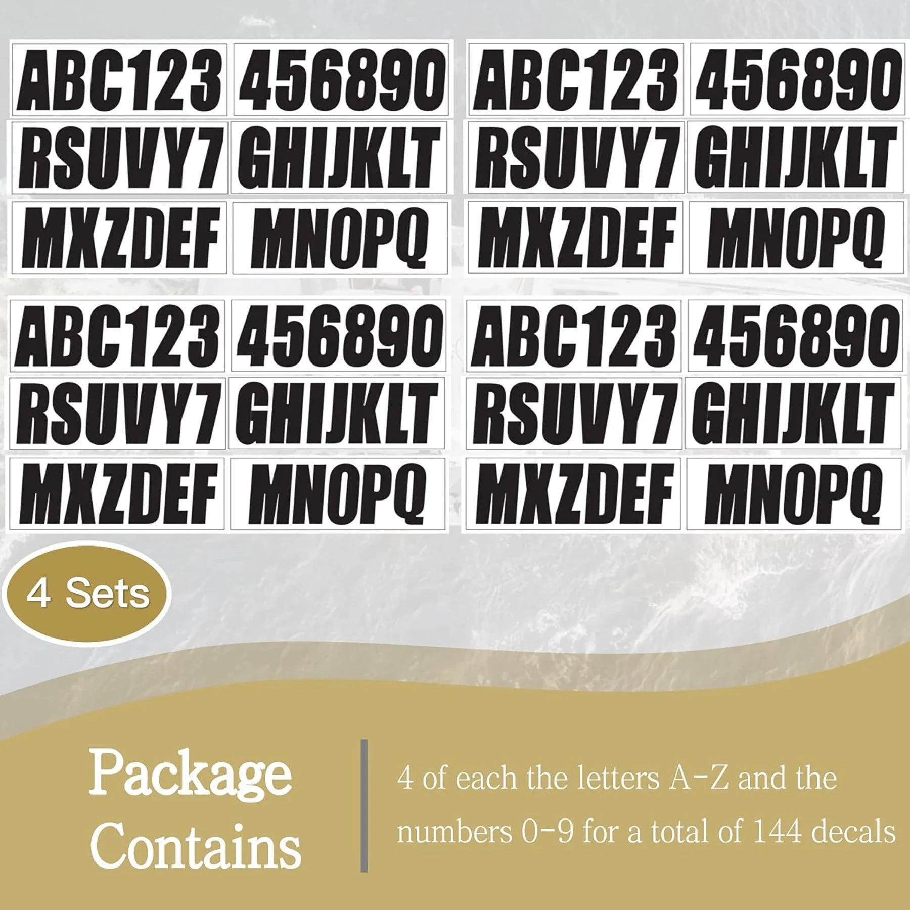 24 Sheets 3 Inch Black Self Adhesive Vinyl Letters Numbers Stickers Fit Boat Identification Number Hull Decoration Decor