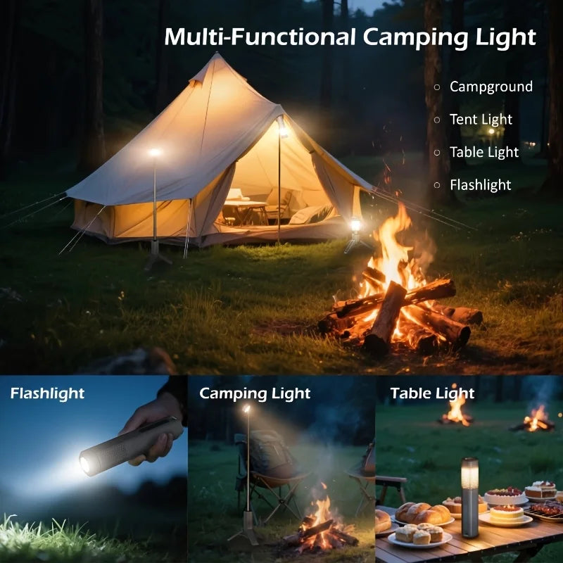 BEATINEON Outdoor Camping Light, 10500mAh Rechargeable Lantern, Extendable Magnetic Base, Dimmable Portable Flashlight, Camping, Hiking, Emergency, Garage Work Light, 480 Lumens, Outdoor Hiking And Fitness, Can Be Held And Countertop Mounted