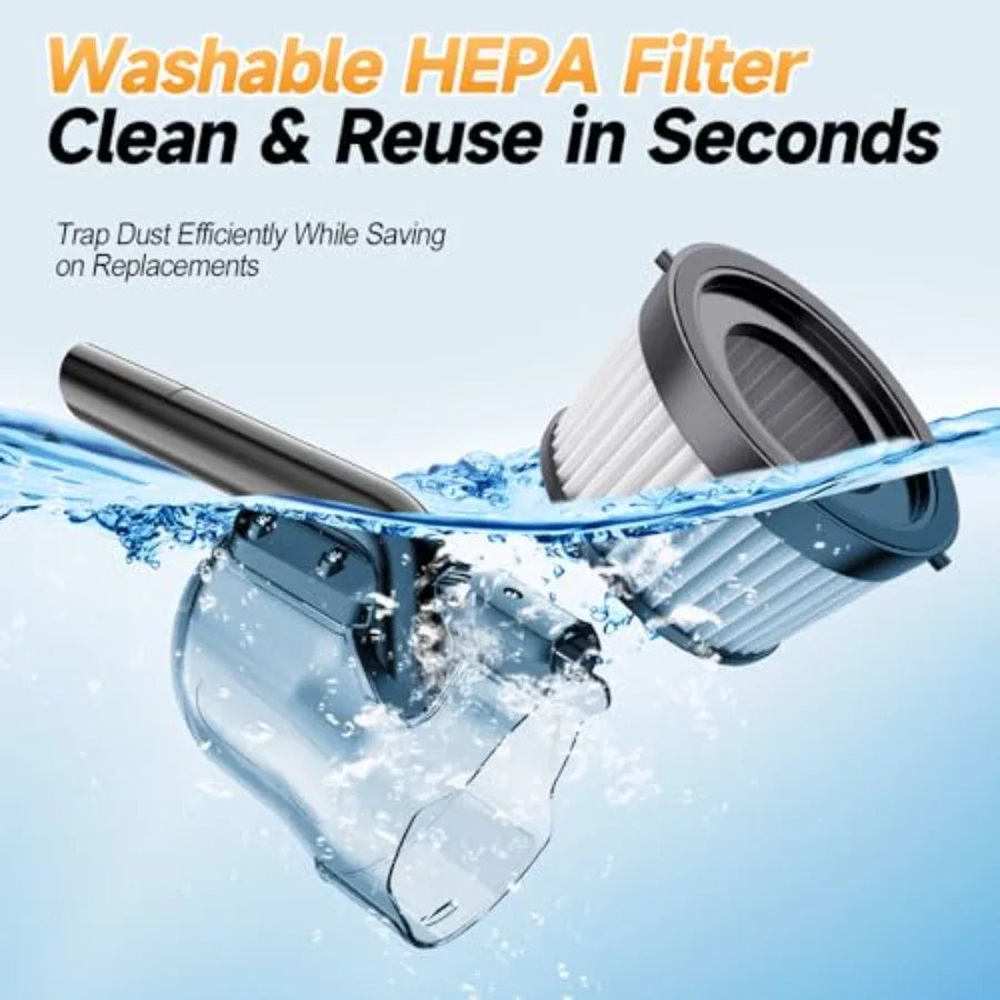 Cordless Handheld Vacuum Cleaner Compatible with DeWalt 20V Battery 16000Pa Strong Suction 2 HEPA Filters and 4 Nozzles Lightwe