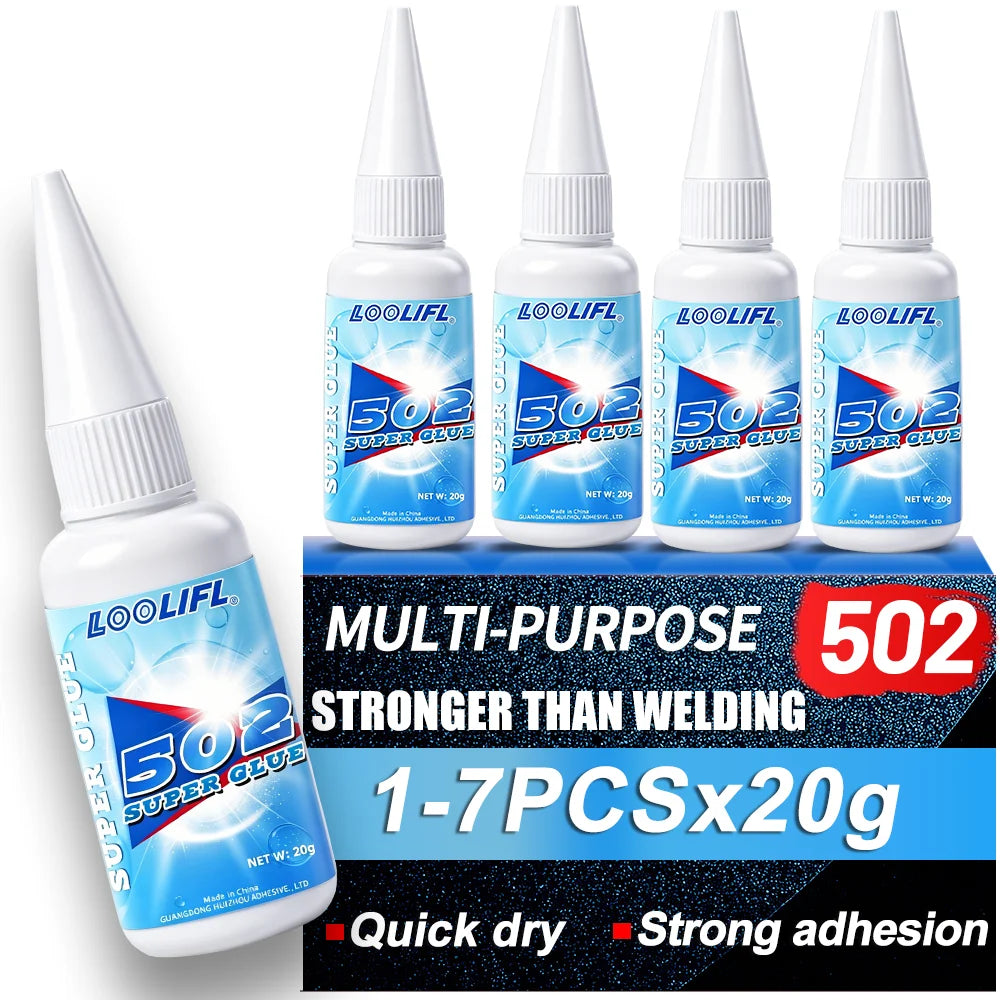 502 Super Glue Instant Quick Dry Multi-Purpose Cyanoacrylate Adhesive for Leather Rubber Wood Metal Strong Bond Liquid Glue Tool