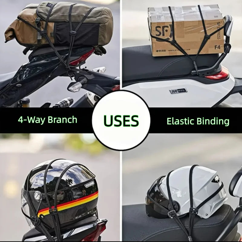 Adjustable Motorcycle Helmet Strap | Elastic Fixing Rope for Securing Helmet to Back Seat (60cm/90cm) - Anti-Loss Design