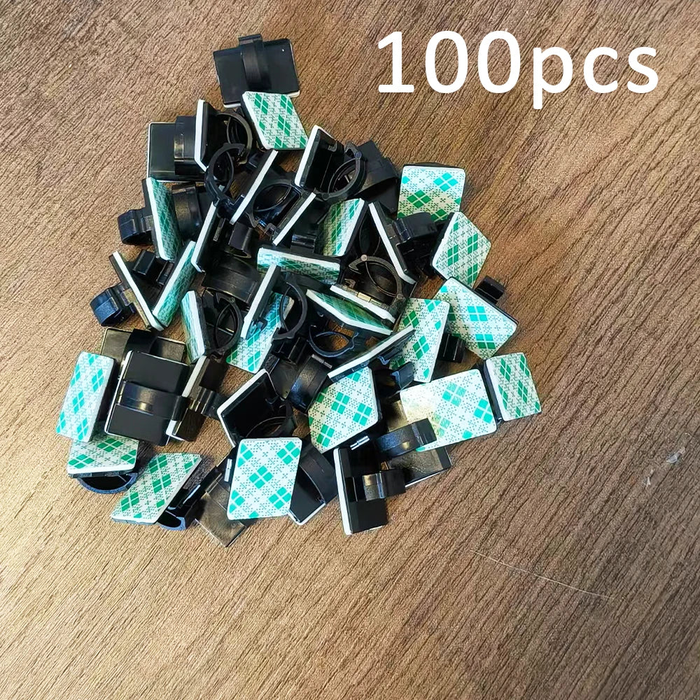 50pcs 100pcs Stickable Clips Double-sided Tape Adhesive Cable Wire Clips Management Wire Cable Holder Clamps Cable Tie Holder