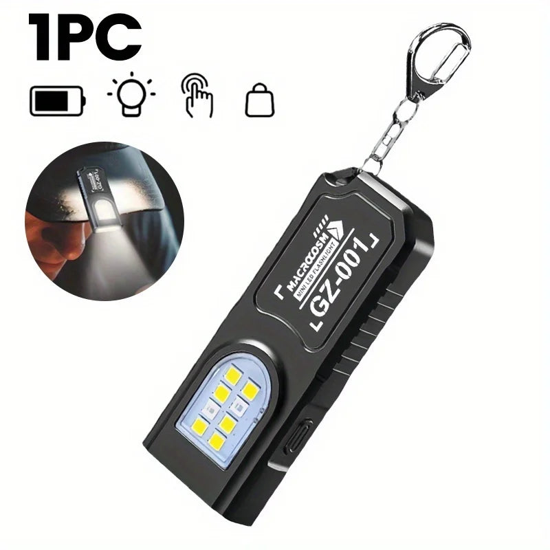 Mini COB LED Flashlight Rechargeable Portable EDC Torch USB C Pocket Lantern Flood Work Light with Clip Magnet For Emergency