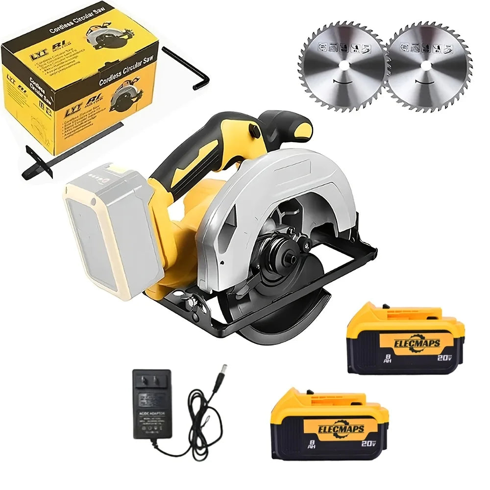 Cordless Circular Saw for Dewalt 20V MAX Batteries, with Optional Battery And Charger, 7 Inch Brushless Electric Circular Saw, 0-50 Degree Bevel Angle Capability, Lightweight, Comes with 2 Blades, Suitable for Woodworking, Stone And Plastics.