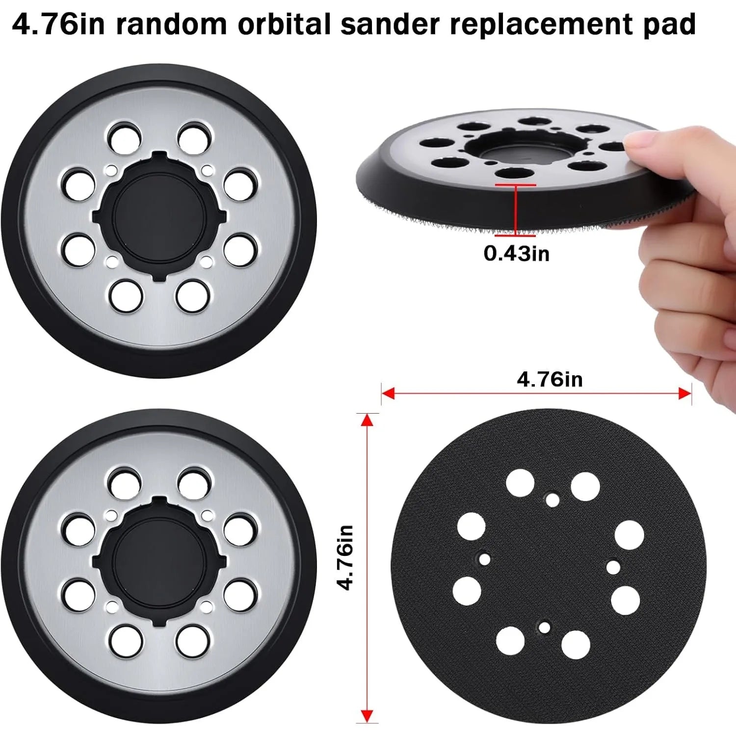 1 Pack 5" 8-Hole Hook & Loop Aluminum Pad for Dewalt DWE6421/6423/DCW210B/DWE64233/N329079