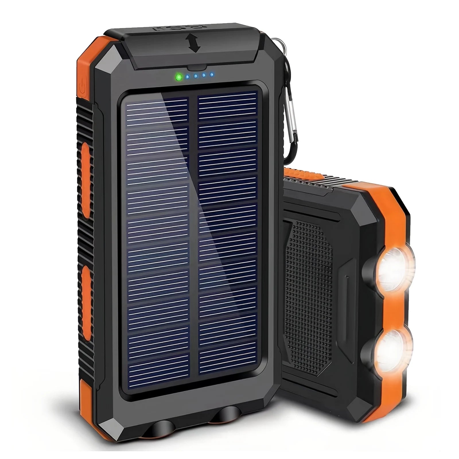 10000mAh Solar Power Bank Portable Waterproof Outdoor Dual 5V 1A USB Ports Fast Charging LED Flashlight for iPhone Tablets