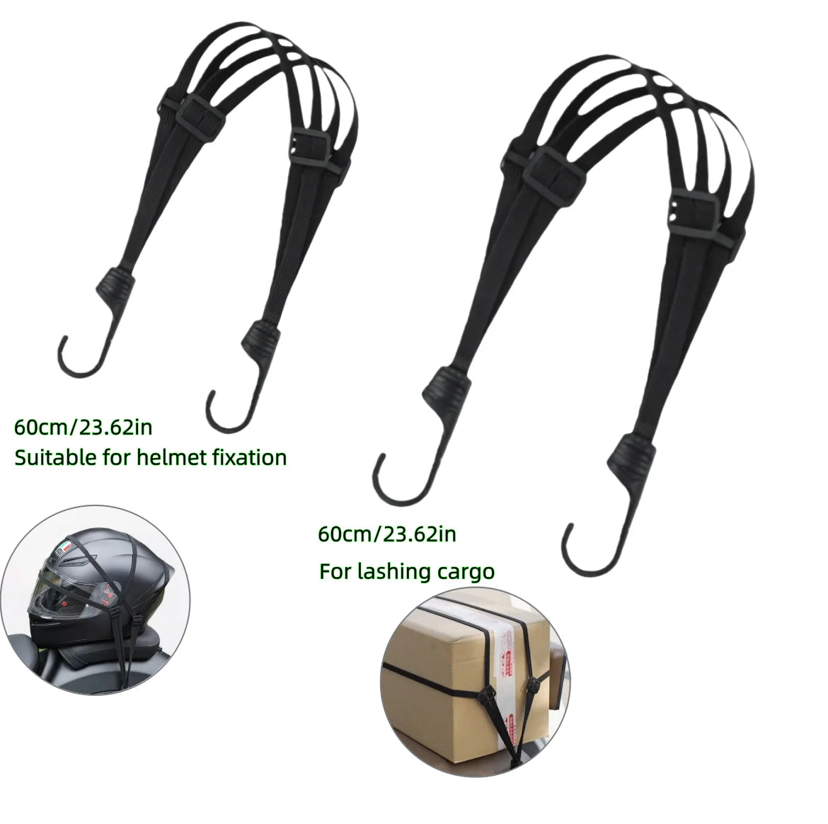 Adjustable Motorcycle Helmet Strap | Elastic Fixing Rope for Securing Helmet to Back Seat (60cm/90cm) - Anti-Loss Design