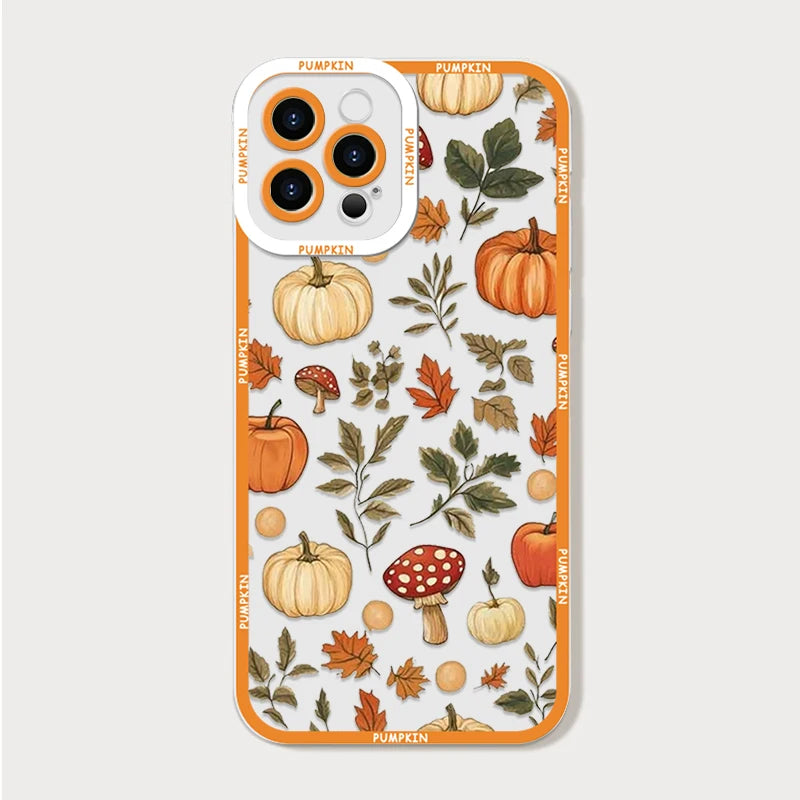 Retro Autumn Maple Leaf Pumpkin Pattern Phone Case for Motorola Moto Edge 40 Pro G85 G73 G71 G60 G52 G32 G9 Play 5G Soft Covers
