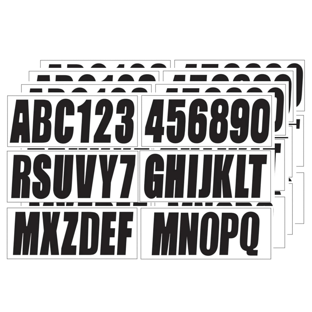 24 Sheets 3 Inch Black Self Adhesive Vinyl Letters Numbers Stickers Fit Boat Identification Number Hull Decoration Decor