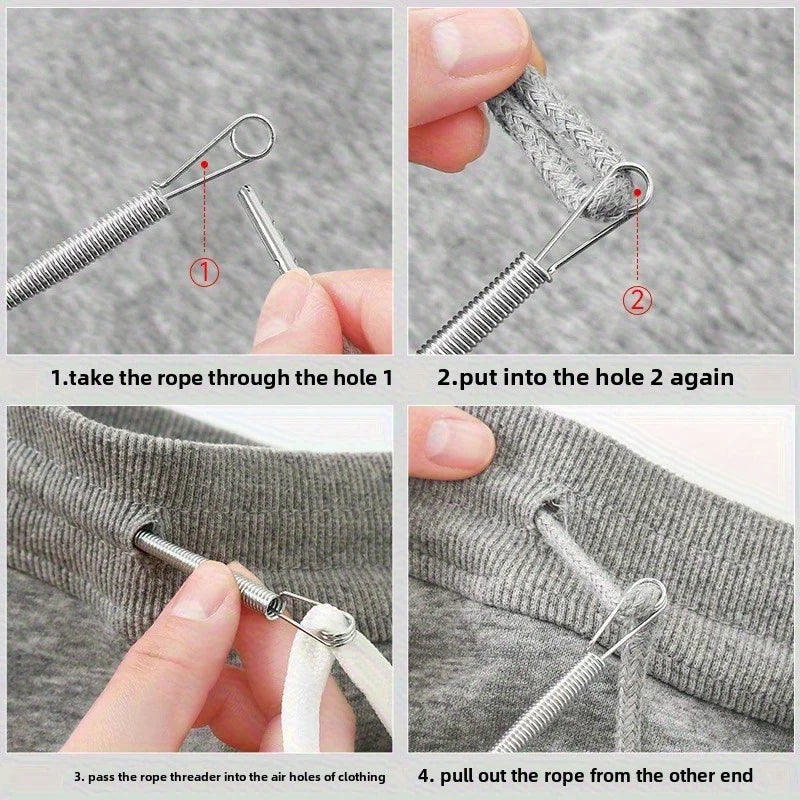 Adjustable Bendable Drawstring Threader Clip Household DIY Sewing Tool for Pants Hoodies Elastic Band Lace Cord