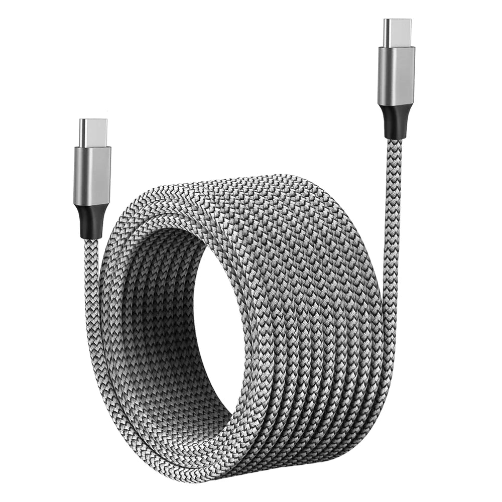 60W PD USB-C to USB-C Fast Charging Cable Nylon Braided Type-C Data Cord 1M/2M/3M/5M/8M for iPhone Samsung Xiaomi MacBook