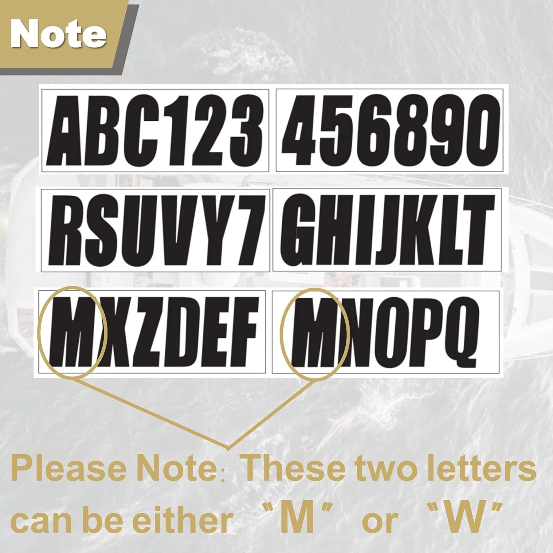 24 Sheets 3 Inch Black Self Adhesive Vinyl Letters Numbers Stickers Fit Boat Identification Number Hull Decoration Decor