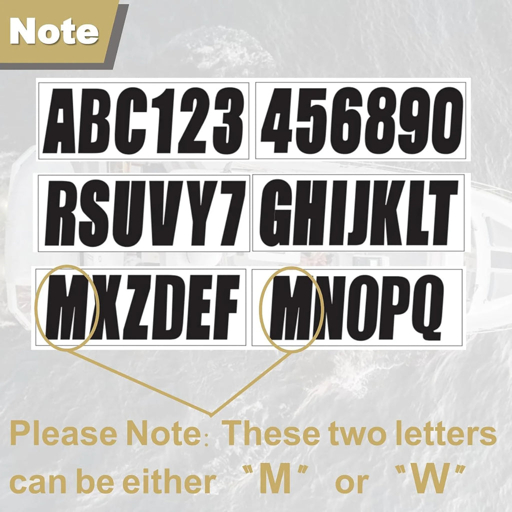24 Sheets 3 Inch Black Self Adhesive Vinyl Letters Numbers Stickers Fit Boat Identification Number Hull Decoration Decor
