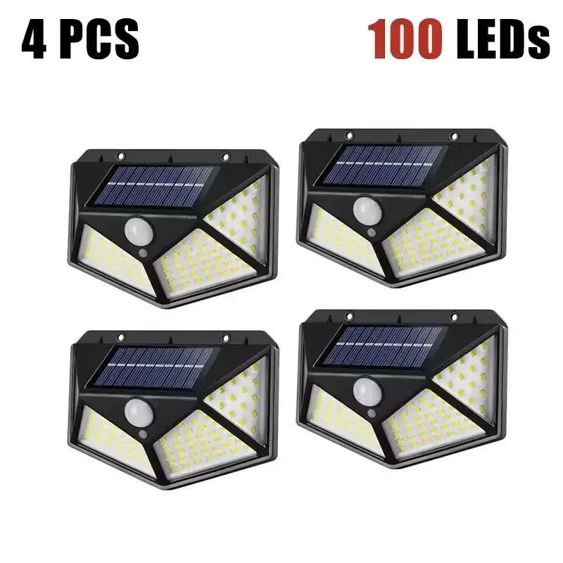 100LED Outdoor Solar Garden Light Outdoor Motion Sensor Lights Waterproof Solar Wall Lamp for Garden Fence Yard Pathway Stairs