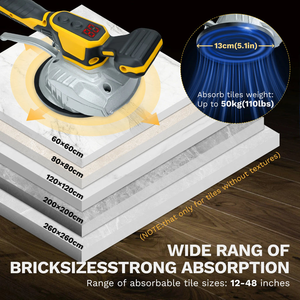 Brushless Tile Vibration Leveling Machine 8 Adjustable Speed Digital Display Cordless Tiler Vibrator for Dewalt (No Battery)