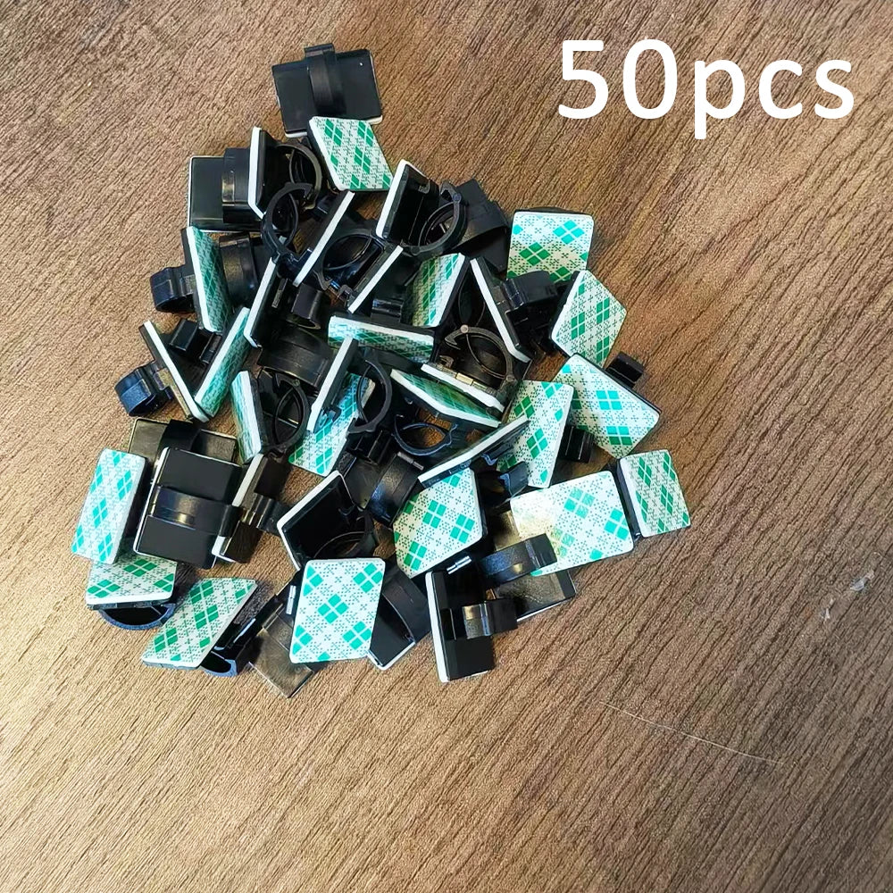 50pcs 100pcs Stickable Clips Double-sided Tape Adhesive Cable Wire Clips Management Wire Cable Holder Clamps Cable Tie Holder