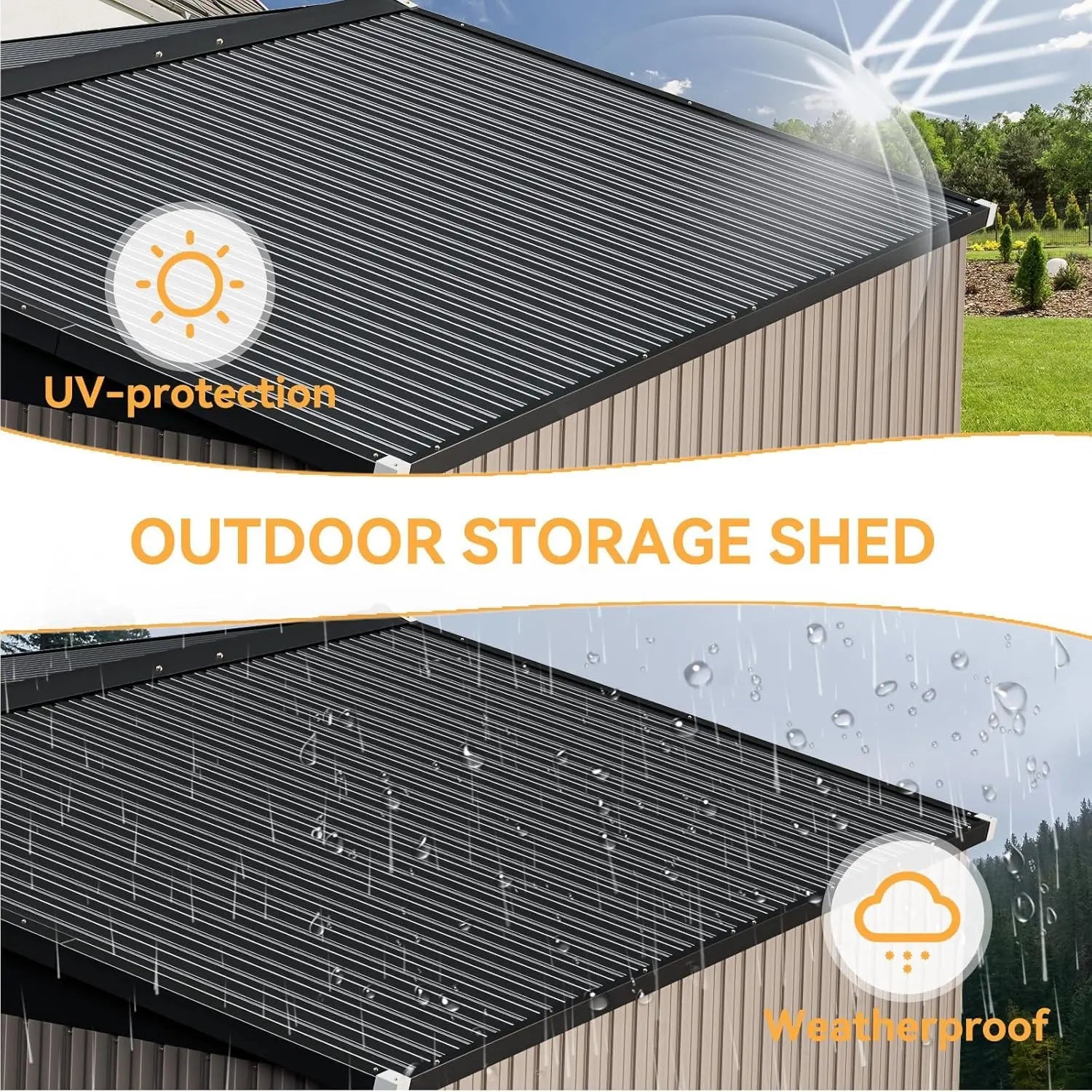 10 x 12FT Outdoor Storage Shed with Double Hinged Large Door Utility Garden Shed with Lockable Door & Sloped Roof, Customized