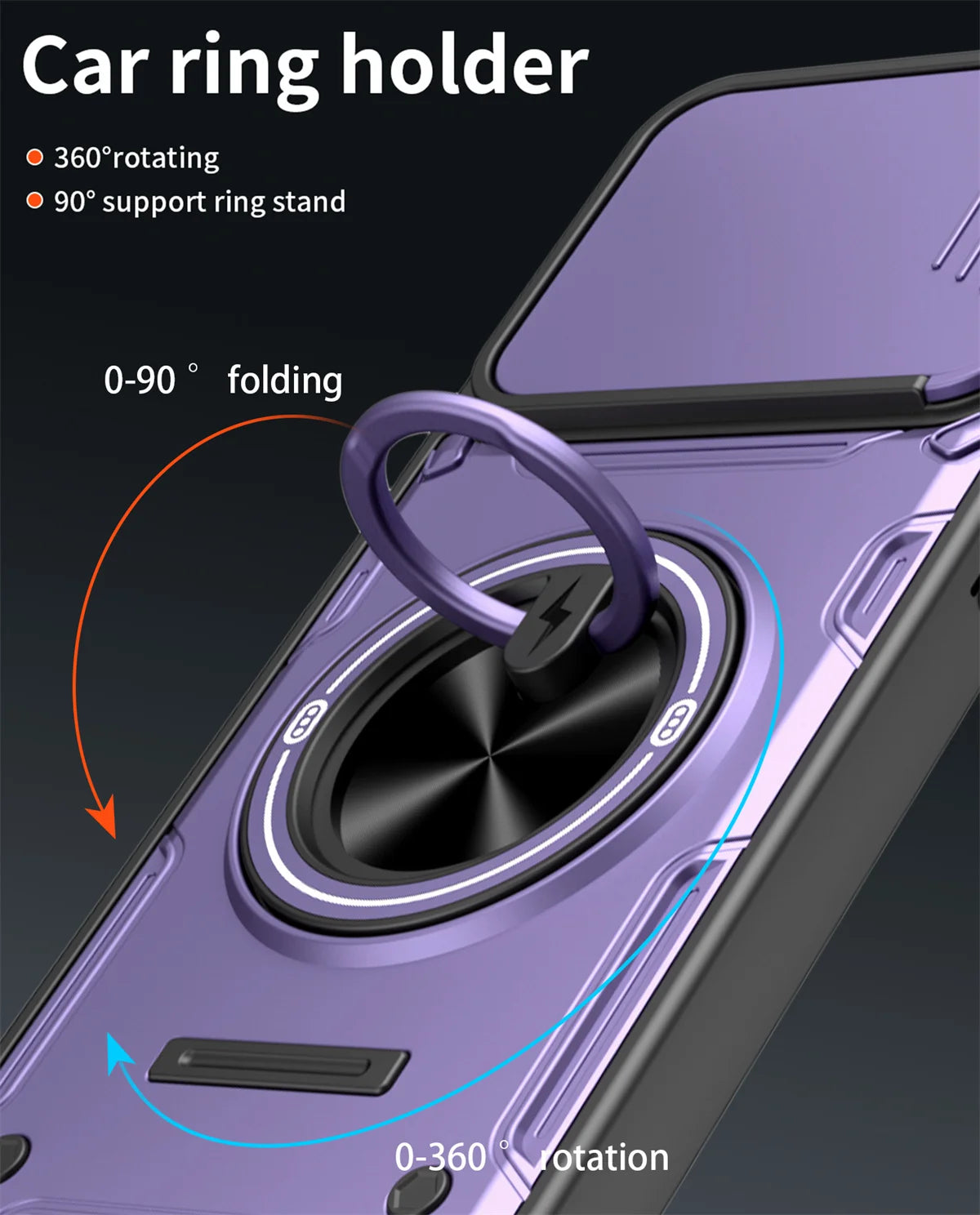 Case for Motorola Moto Edge 70 60 50 Fusion 60 Pro G86 G56 G06 G15 G05 Sliding Camera Lens Protector Ring Bracket Hybrid Cover